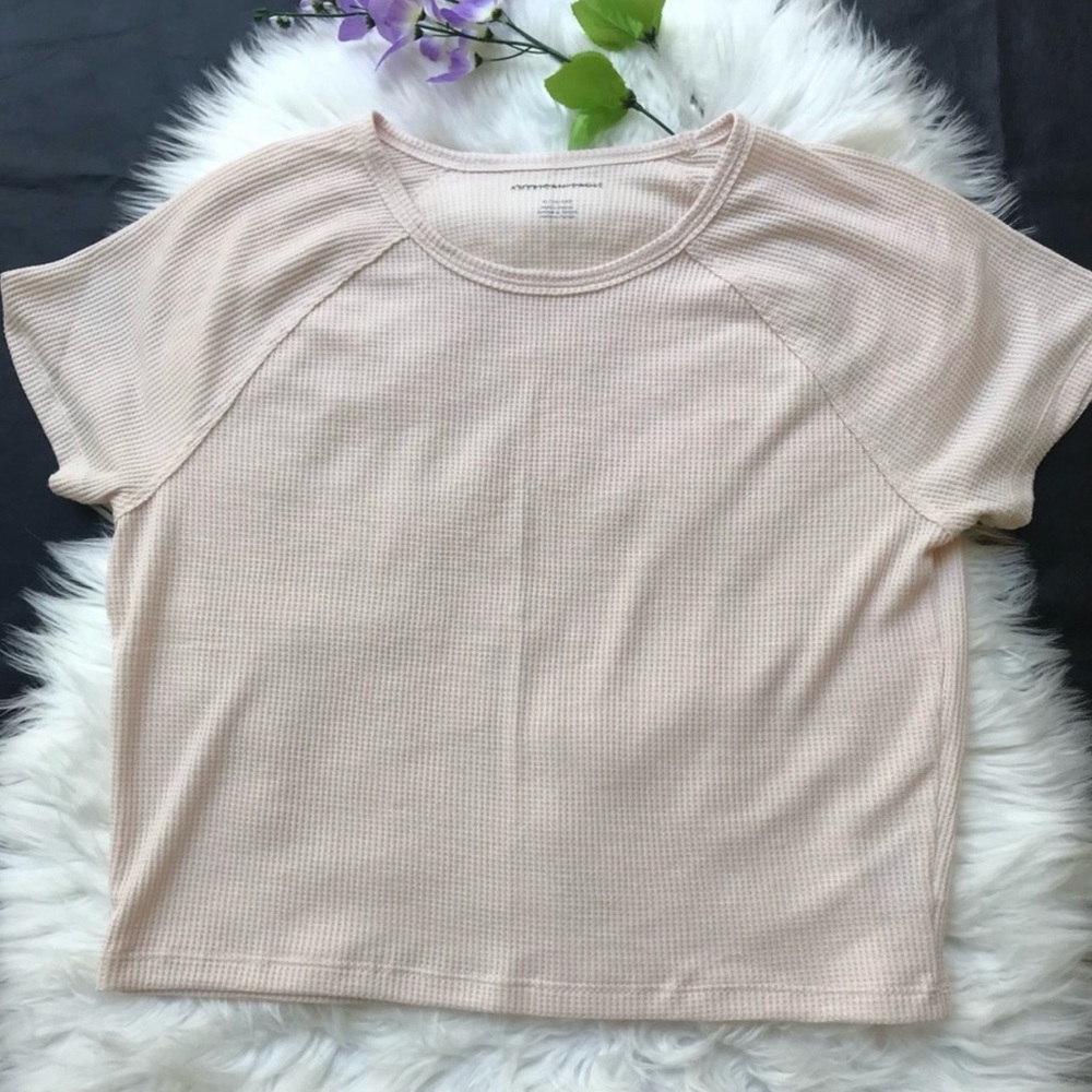 American eagle short sleeve crop top XL Women's Cream Top